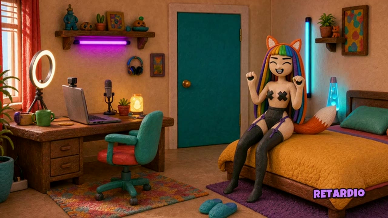 Retardio in her bedroom studio